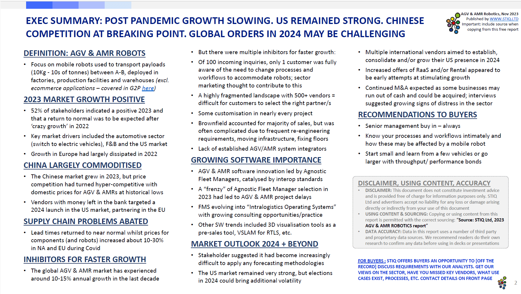 Market Report: AGV & AMR Robotics 2023 - STIQ Ltd (t/a Styleintelligence)