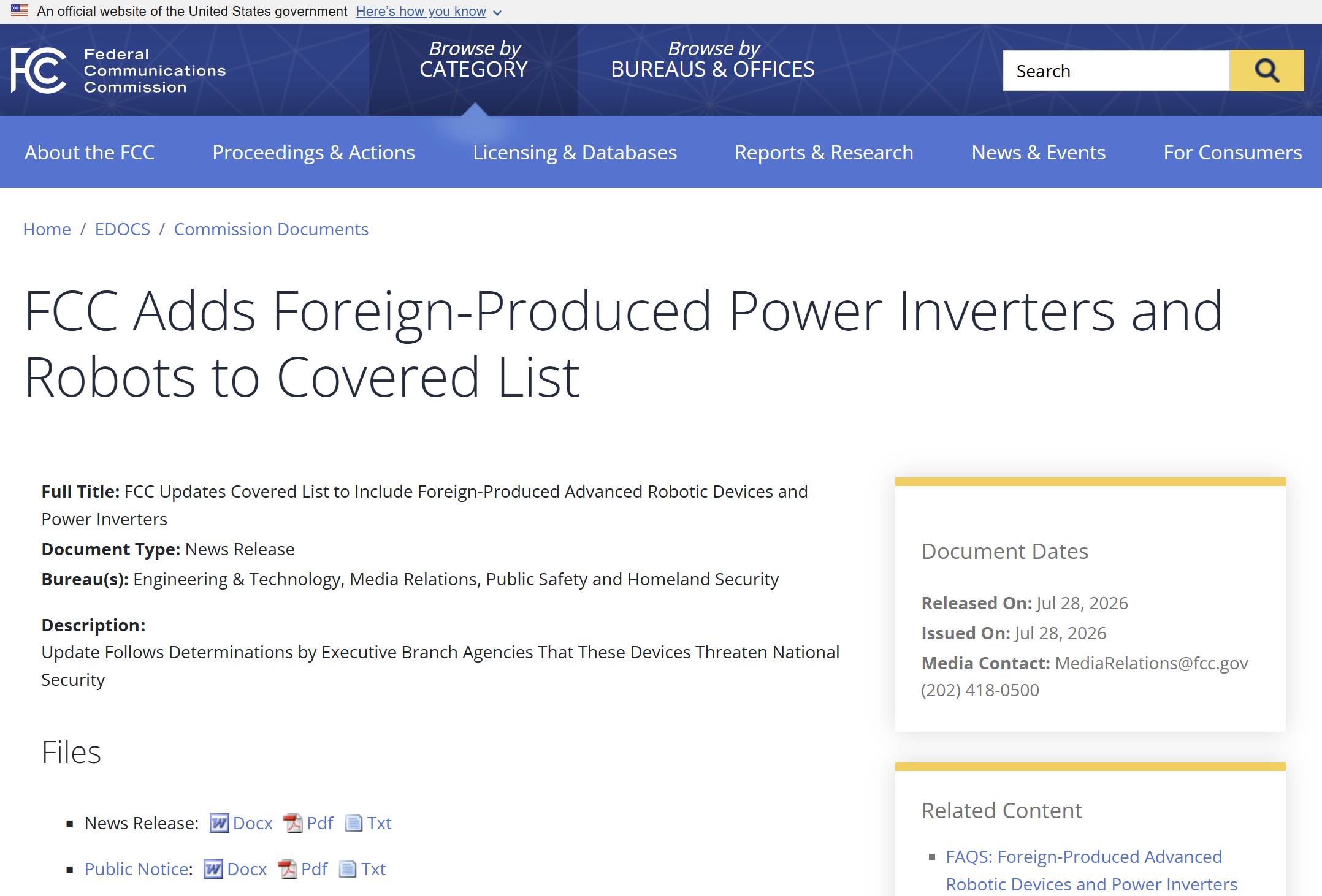 FCC adds intralogistics robots to its Covered List (July 2026)